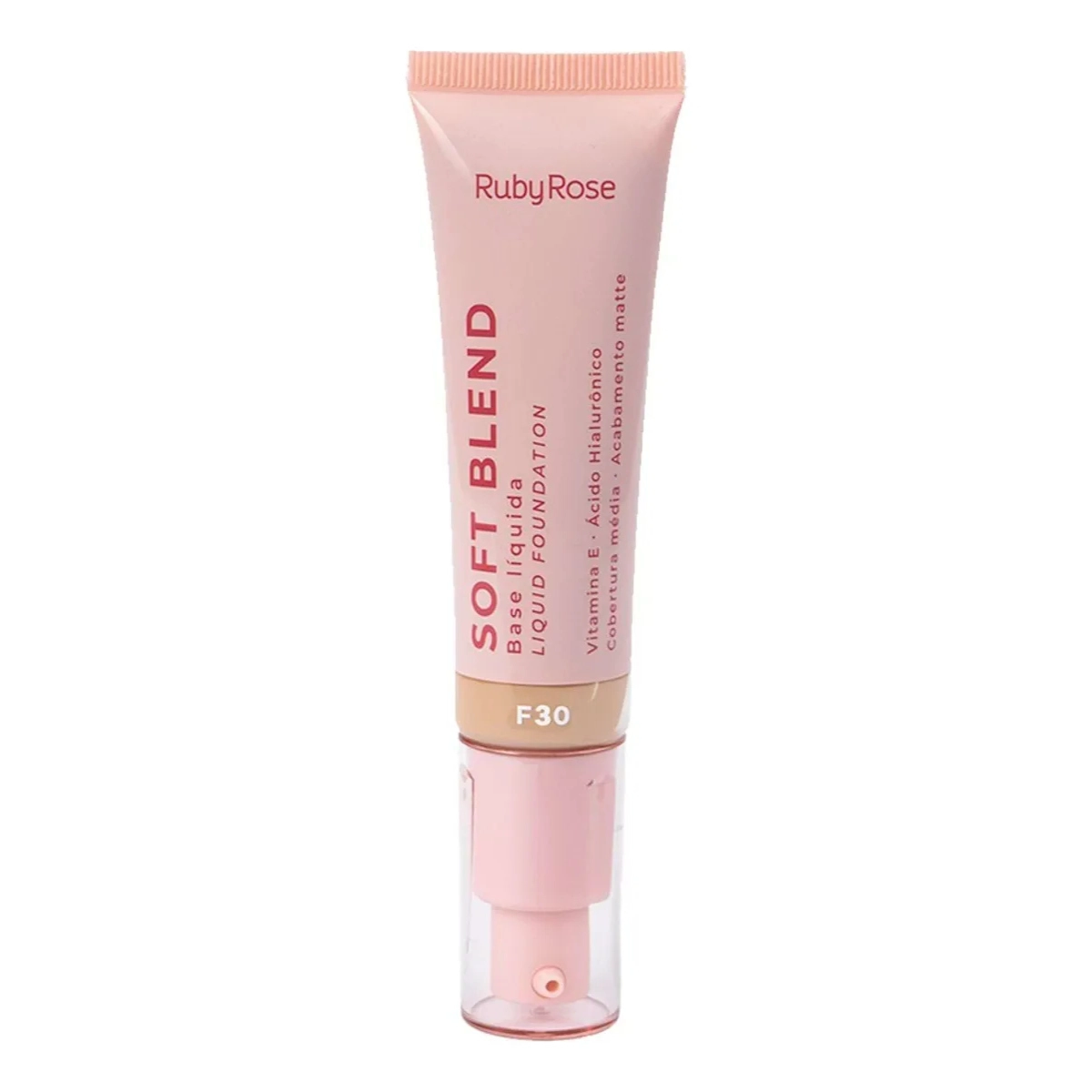 BASE LÍQUIDA RUBY ROSE SOFT BLEND F30 MÉDIA COBERTURA 30G