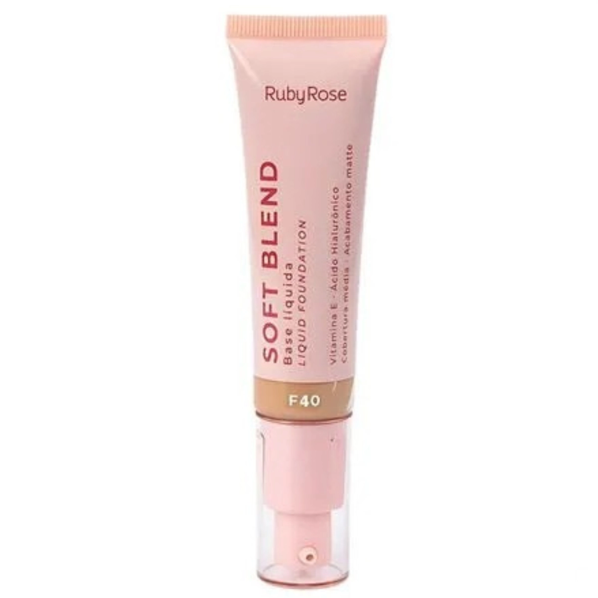 BASE LÍQUIDA RUBY ROSE SOFT BLEND F40 MÉDIA COBERTURA 30G
