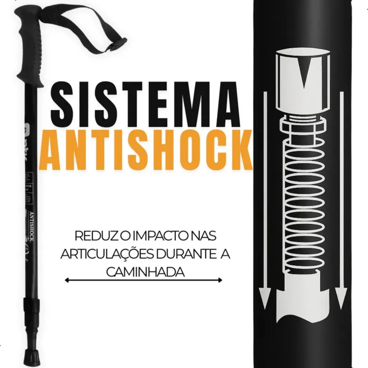 BASTAO DE CAMINHADA AJUSTAVEL ANTI-SHOK ULTRALEVE NAUTIKA PRETO BASTAO DE CAMINHADA AJUSTAVEL ANTI-SHOK ULTRALEVE NAUTIKA PRETO