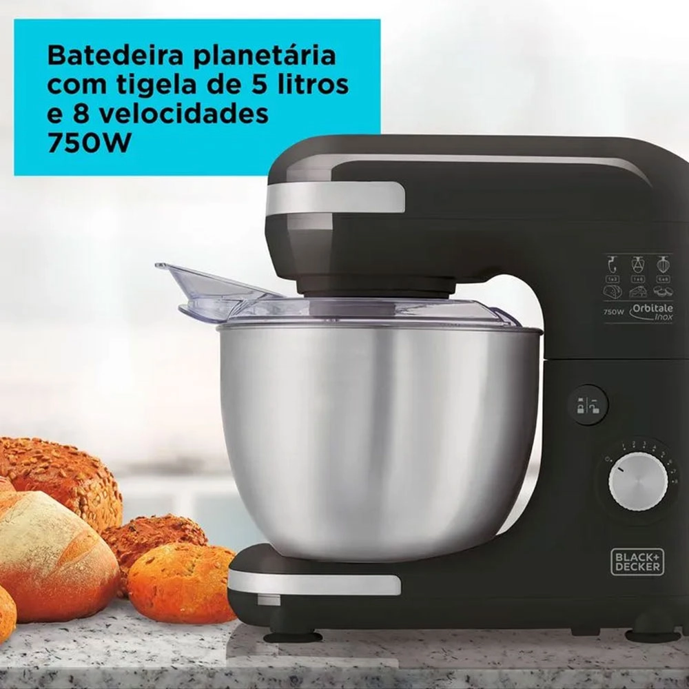 Batedeira Planetária Orbitale 5l Black Decker 750w 8 Velocidades 127v Batedeira Planetária Orbitale 5l Black Decker 750w 8 Velocidades 127v