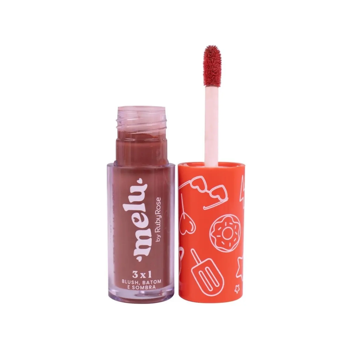 BATOM BLUSH E SOMBRA 3 EM 1 LONGA DURAÇÃO MELU RUBY ROSE BATOM BLUSH E SOMBRA 3 EM 1 LONGA DURAÇÃO MELU RUBY ROSE