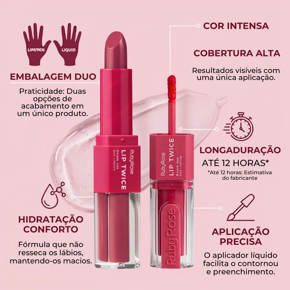 BATOM DUO LIP TWICE LT120 RUBY ROSE