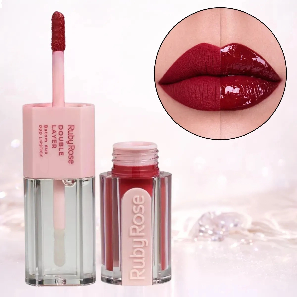 BATOM DUO MATTE E GLOSS RUBY ROSE DOUBLE LAYER DL90 LONGA DURACAO BATOM DUO MATTE E GLOSS RUBY ROSE DOUBLE LAYER DL90 LONGA DURACAO