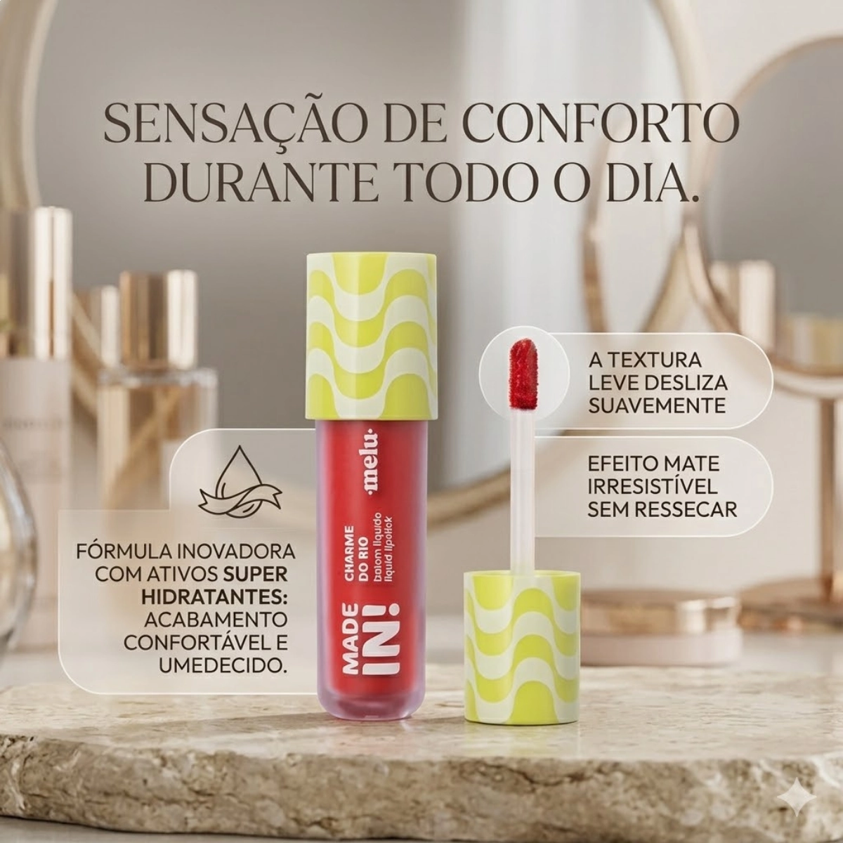  BATOM LÍQUIDO MELU RUBY ROSE CHARME DO RIO MADE IN GUANABARA RRL6202-1 4 ML 