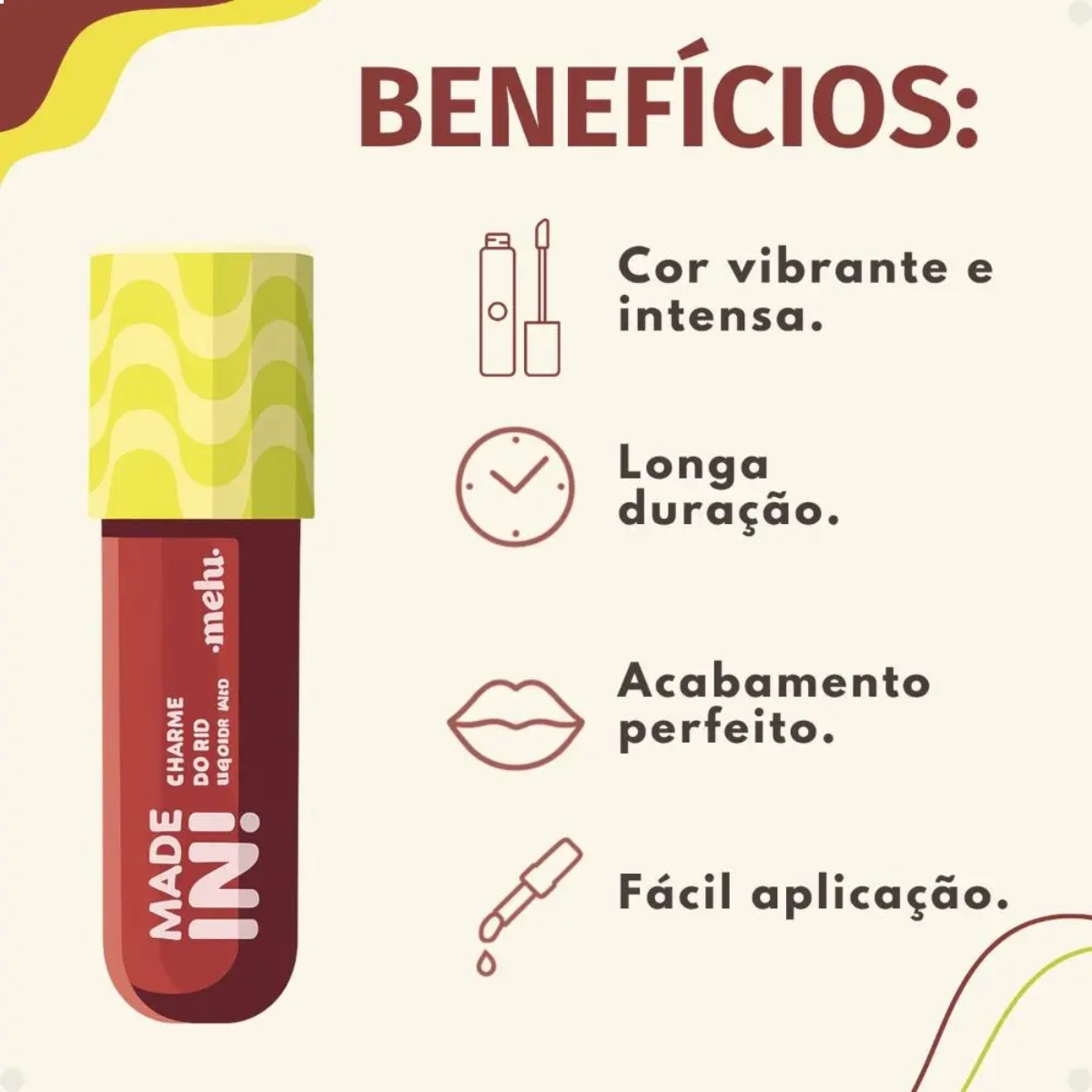 BATOM LABIAL LÍQUIDO MELU RUBY ROSE CHARME DO RIO MADE IN PARATI BATOM LABIAL LÍQUIDO MELU RUBY ROSE CHARME DO RIO MADE IN PARATI