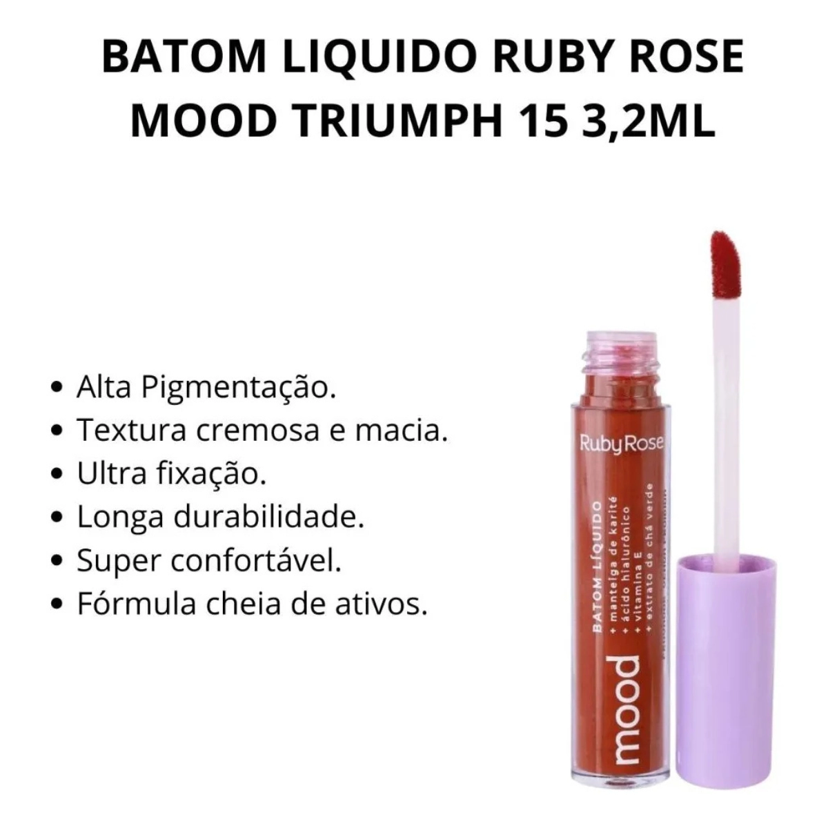 BATOM LABIAL LIQUIDO MOOD HB566S15 3,2ML TRIUMPH RUBY ROSE