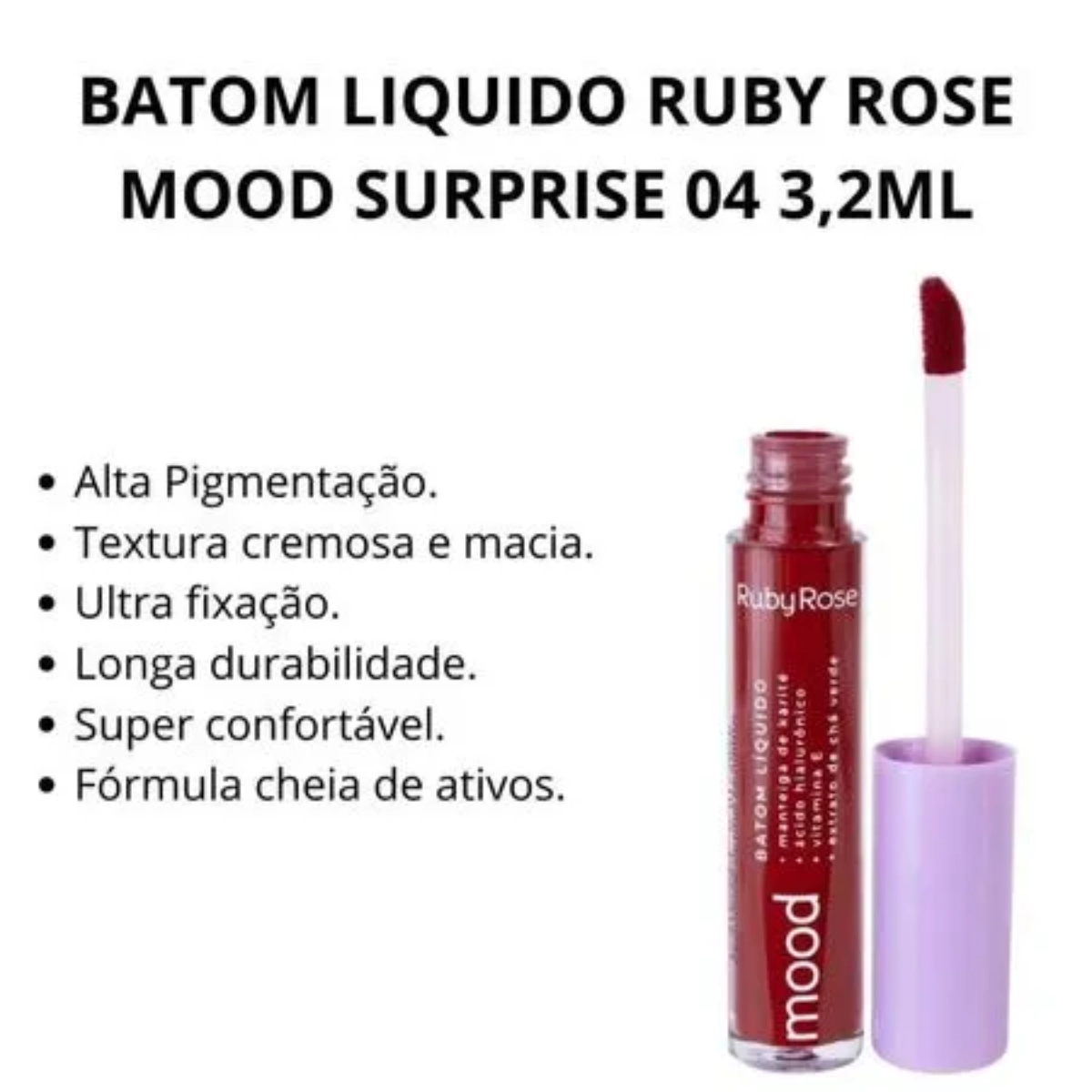 BATOM LABIAL LIQUIDO MOOD HB566S4 3,2ML SURPRISE RUBY ROSE