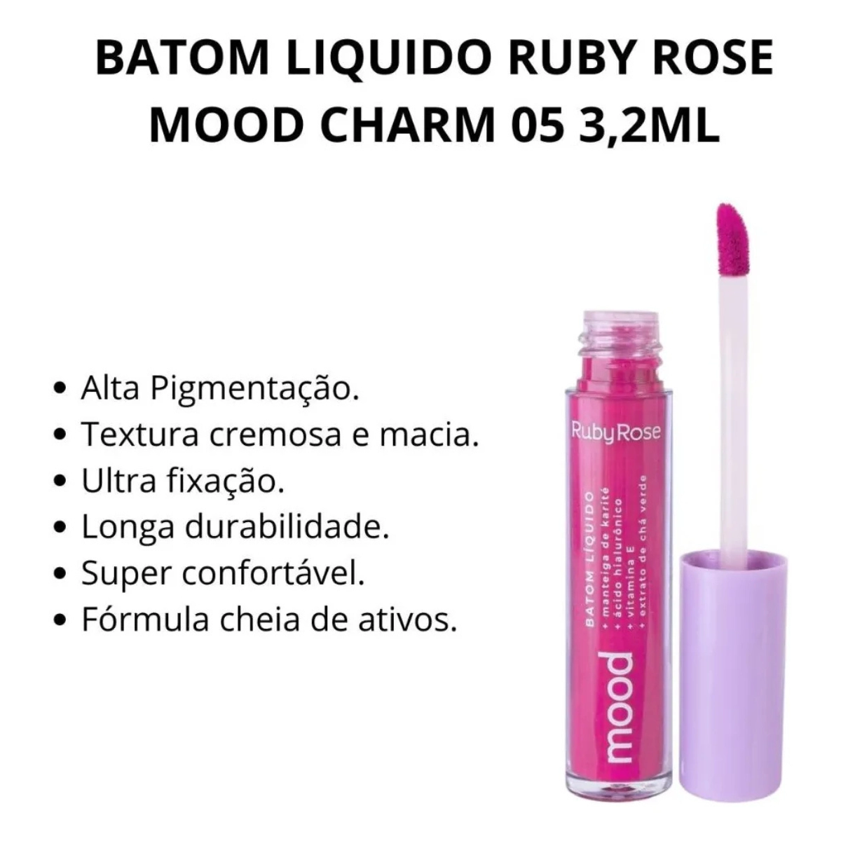 BATOM LABIAL LIQUIDO MOOD HB566S5 3,2ML CHARM RUBY ROSE