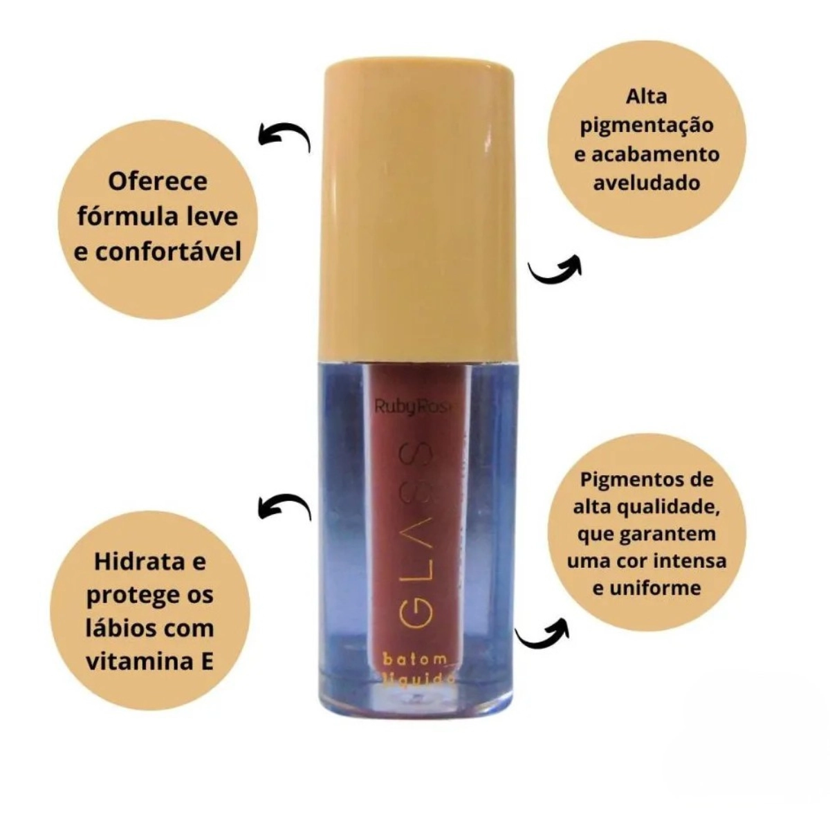 BATOM LABIAL LIQUIDO VELVETY BG02 GLASS HB5782 RUBY ROSE