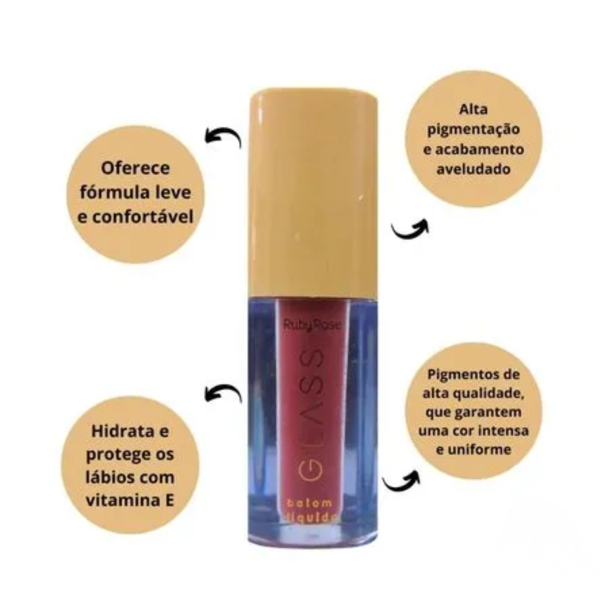 BATOM LABIAL LIQUIDO VELVETY BG03 GLASS HB5781 RUBY ROSE