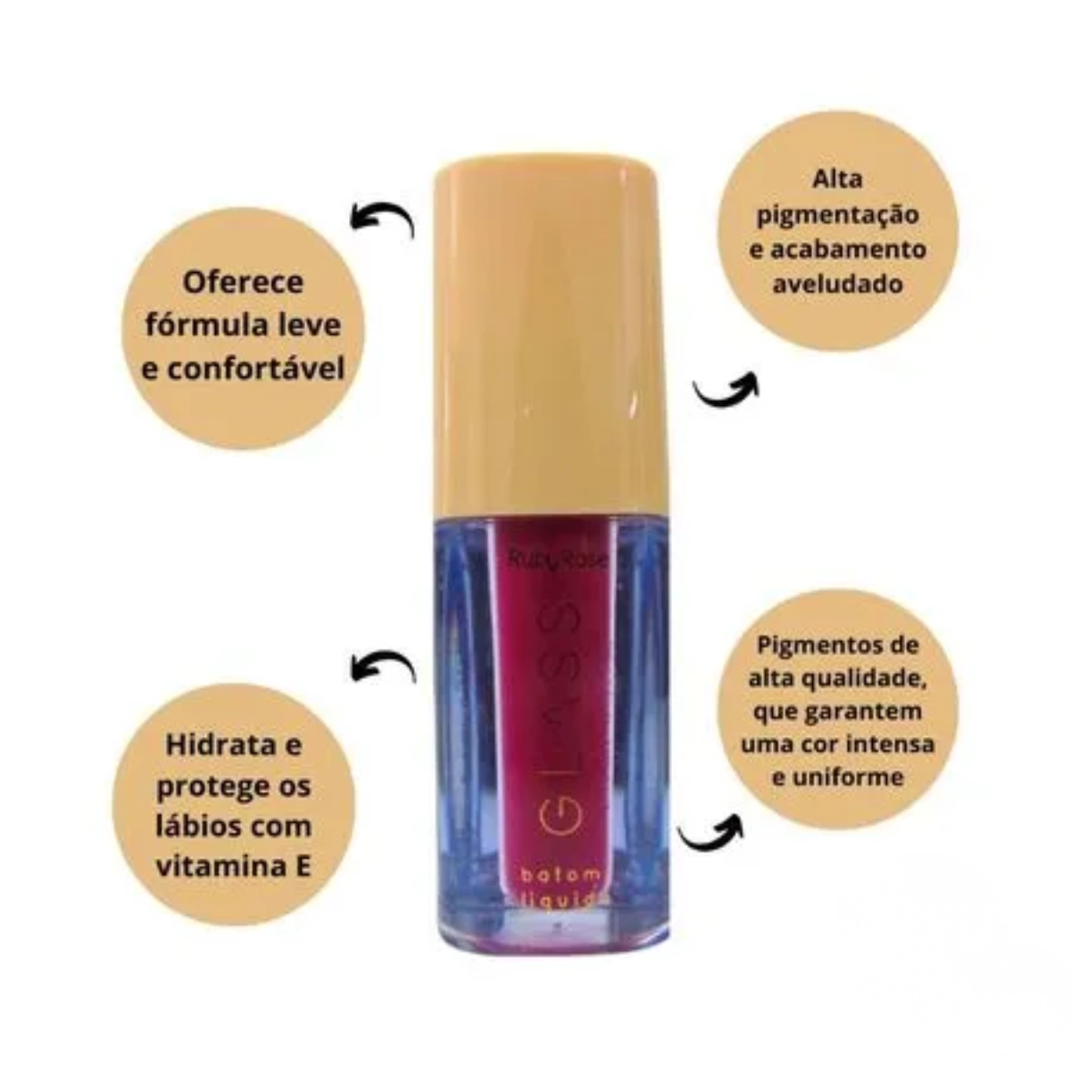 BATOM LABIAL LIQUIDO VELVETY BG07 GLASS HB5787 RUBY ROSE