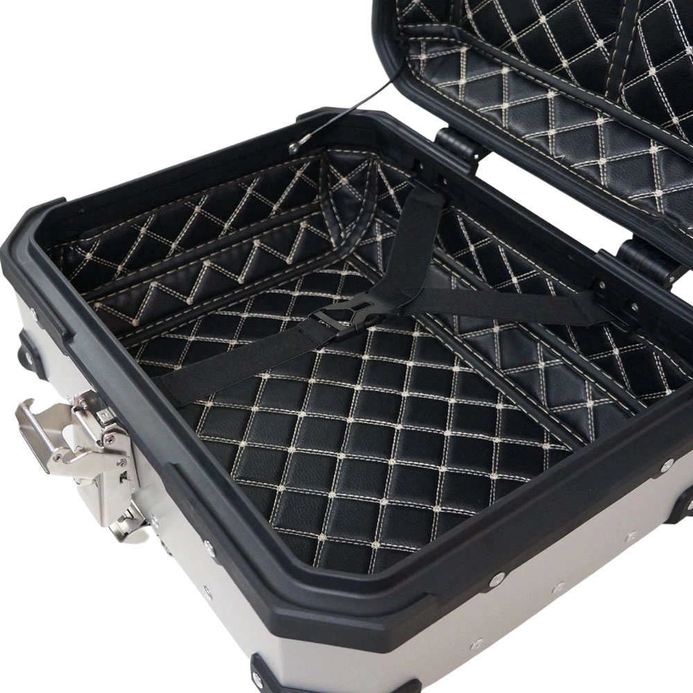 Bau de Moto Traseiro 22 Litros Universal Aliminio Anti-roubo Prata