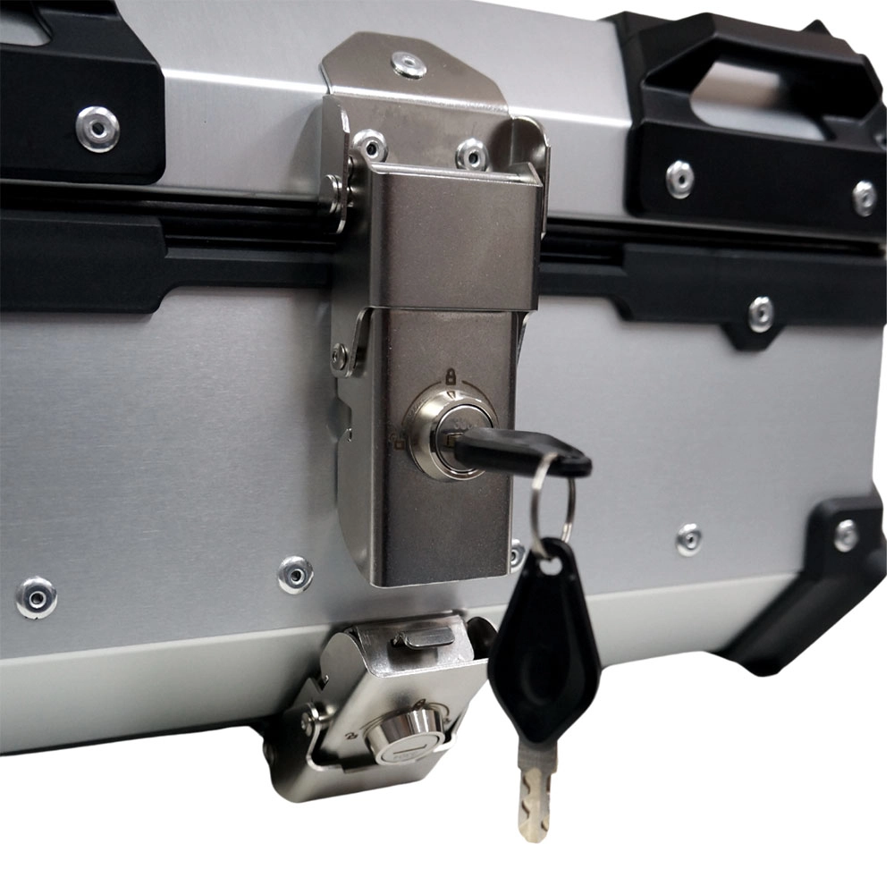 Bau de Moto Traseiro 22 Litros Universal Aliminio Anti-roubo Prata