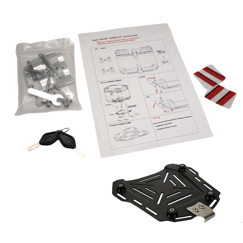 Bau de Moto Traseiro 22 Litros Universal Aliminio Anti-roubo Preto