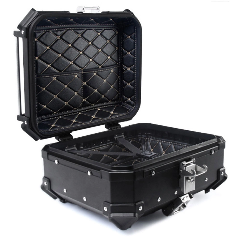 Bau de Moto Traseiro 22 Litros Universal Aliminio Anti-roubo Preto