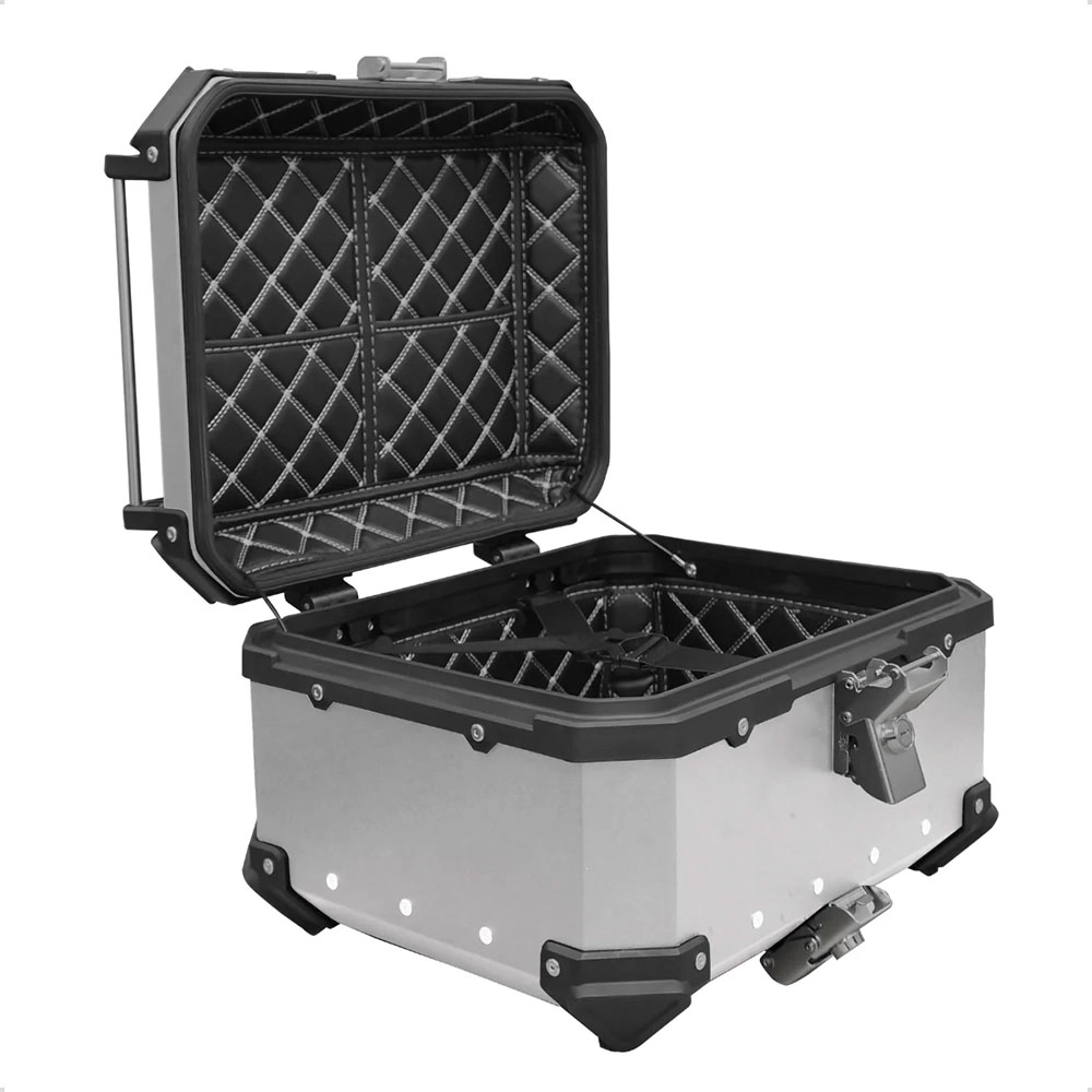 Bau de Moto Traseiro 35 Litros Universal Aliminio Anti-roubo Prata