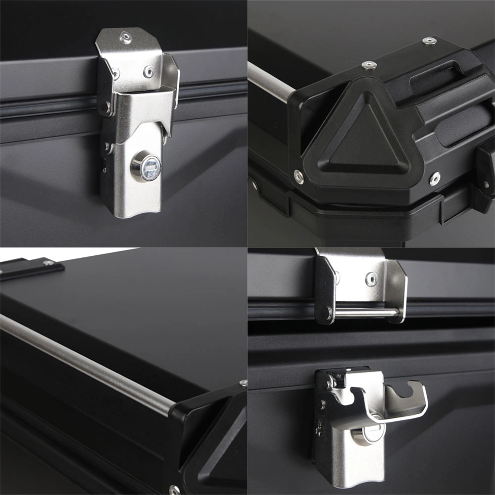 Bau de Moto Traseiro 55 Litros Universal Aluminio Anti-roubo Preto Bau de Moto Traseiro 55 Litros Universal Aluminio Anti-roubo Preto