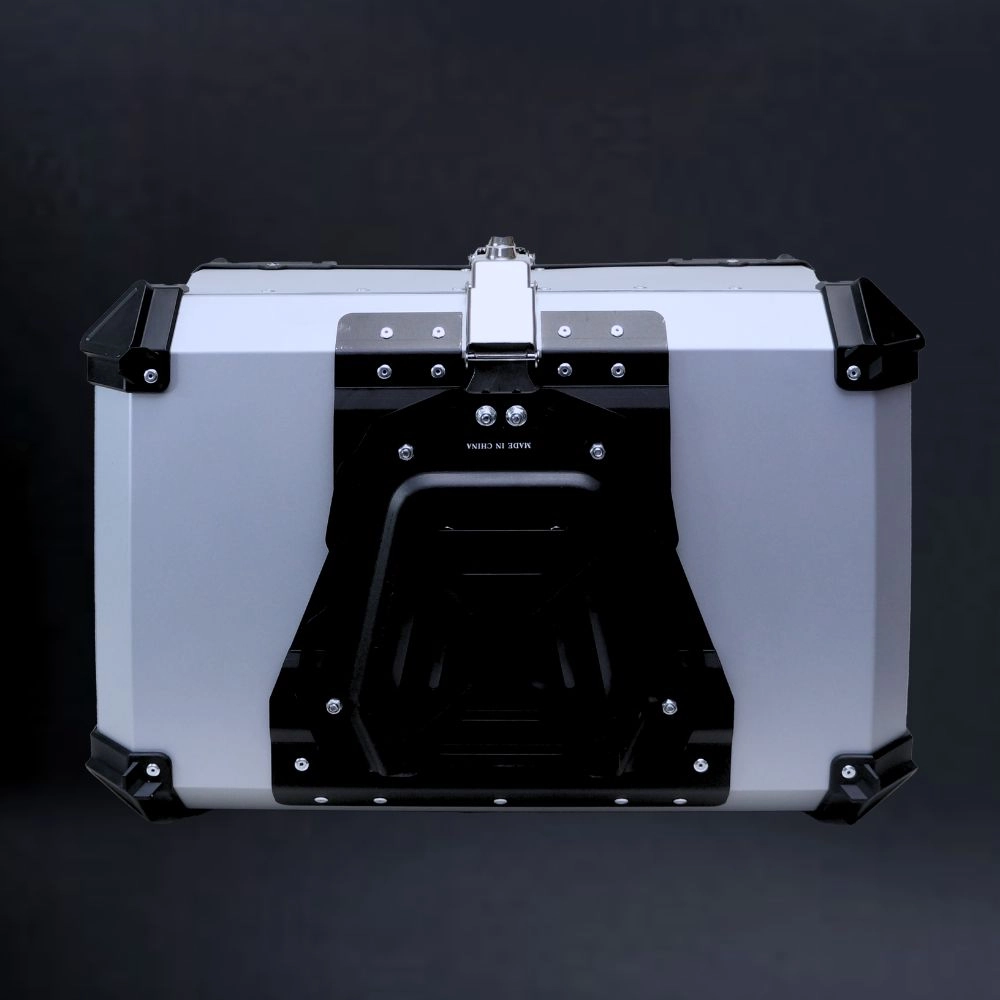 Bau de Moto Traseiro 60 Litros Universal Aluminio Anti-roubo Prata Cabem 2 Capacetes