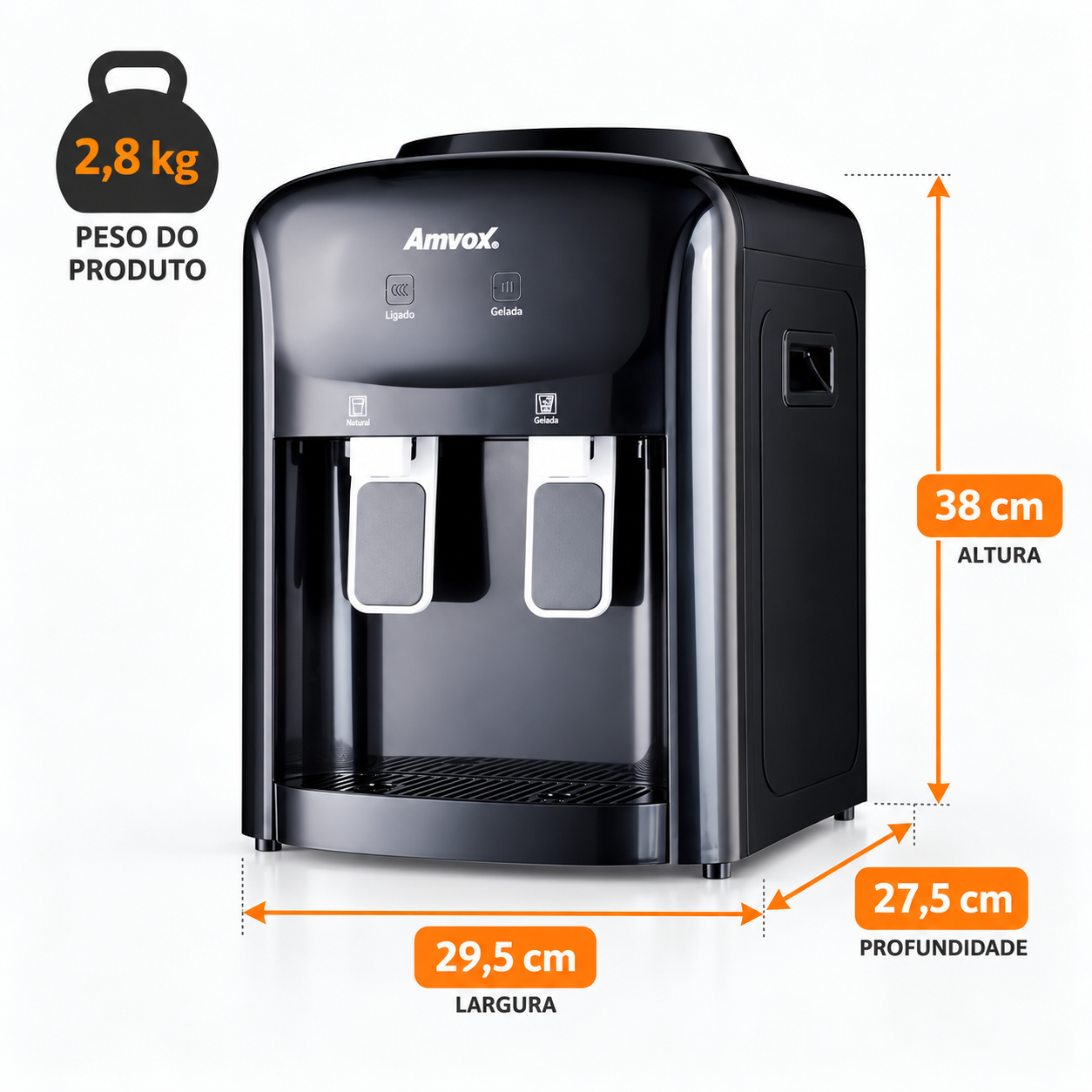 BEBEDOURO AMVOX ABB 240 NEW BLACK BIVOLT ÁGUA GELADA E NATURAL PRETO BEBEDOURO AMVOX ABB 240 NEW BLACK BIVOLT ÁGUA GELADA E NATURAL PRETO