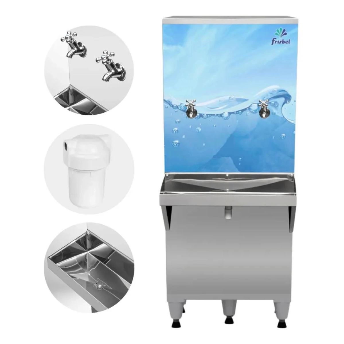 BEBEDOURO DE COLUNA INOX 50 LITROS FRISBEL 1 GELADA E 1 NATURAL 127V
