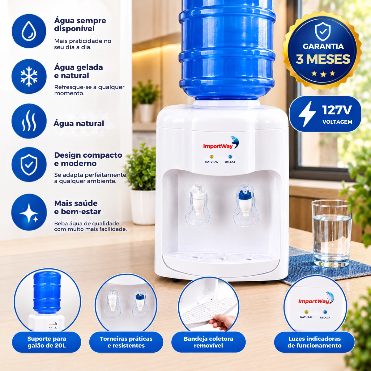 BEBEDOURO DE ÁGUA REFRIGERADO IMPORTWAY IWBAR BRANCO 110V