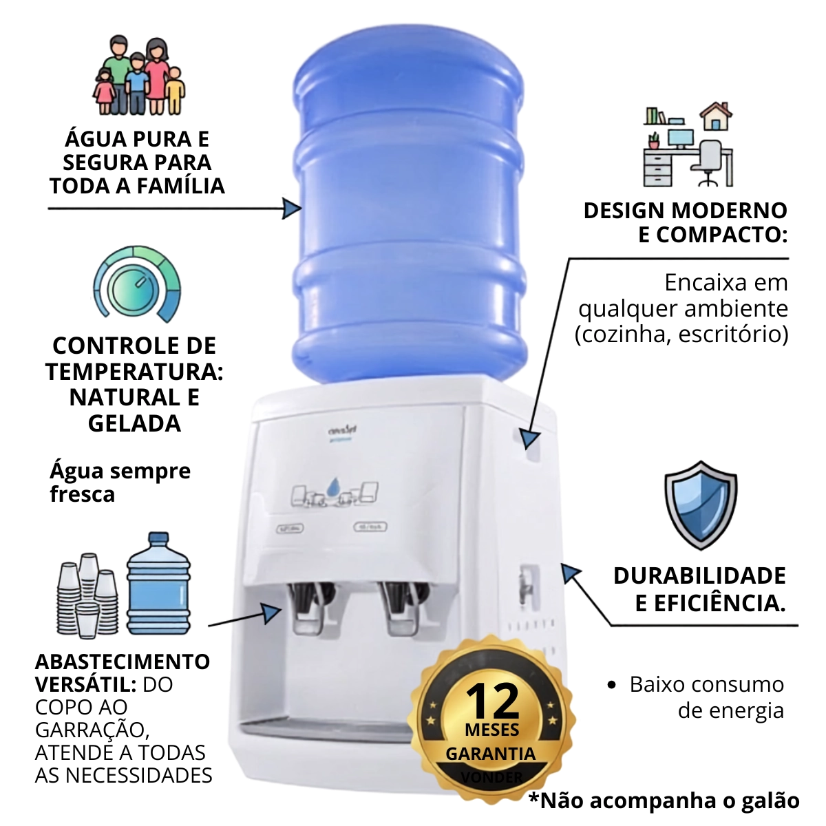BEBEDOURO MESA NEWUP EVIDENCE ÁGUA NATURAL E GELADA 20L BRANCO 127V BEBEDOURO MESA NEWUP EVIDENCE ÁGUA NATURAL E GELADA 20L BRANCO 127V