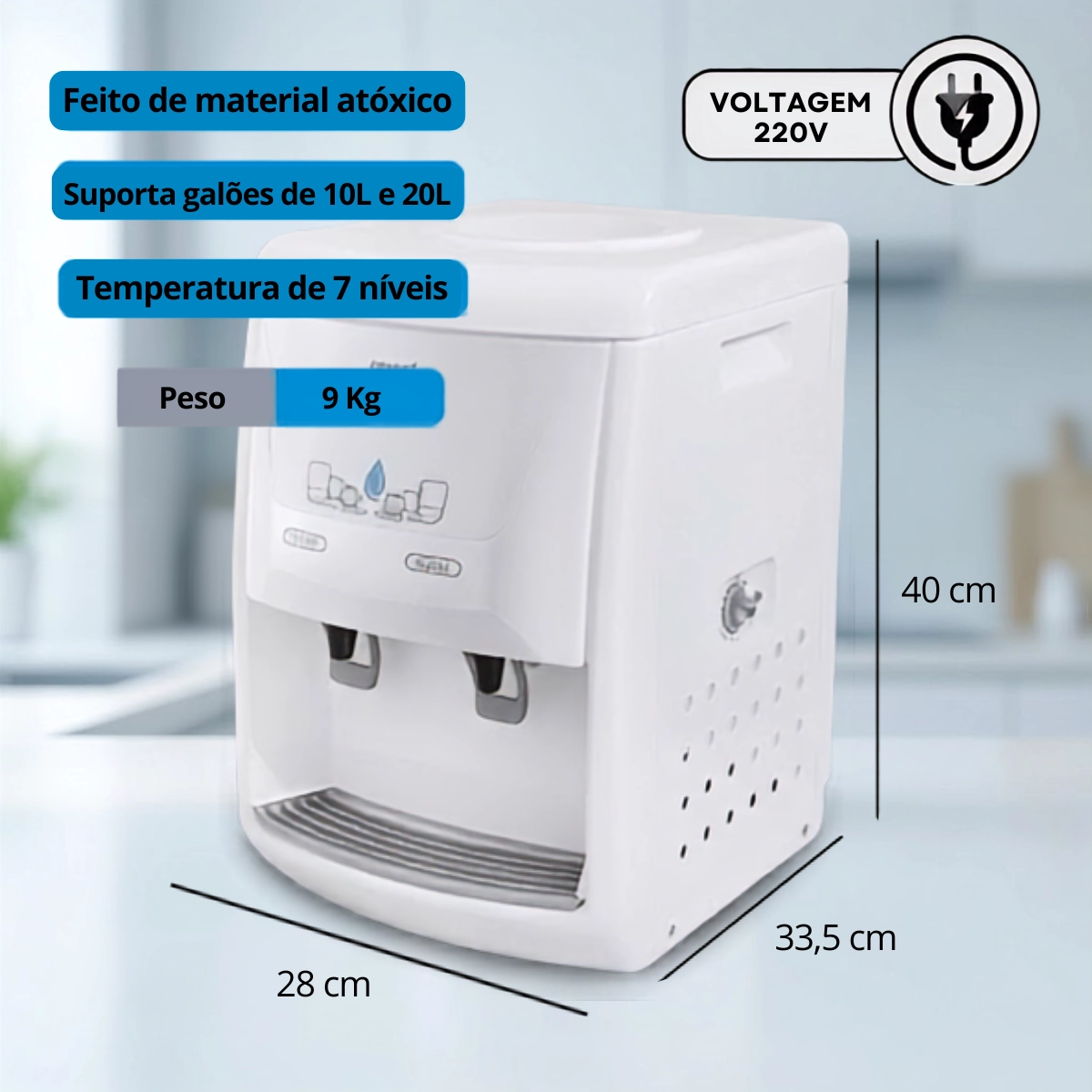 BEBEDOURO MESA NEWUP EVIDENCE ÁGUA NATURAL E GELADA 20L BRANCO 220V BEBEDOURO MESA NEWUP EVIDENCE ÁGUA NATURAL E GELADA 20L BRANCO 220V
