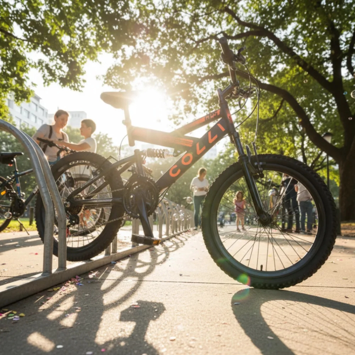 BICICLETA ARO 20 COLLI GPS V-BRAKE SUSPENSÃO FULL PRETO FOSCO/LARANJA NEON 15