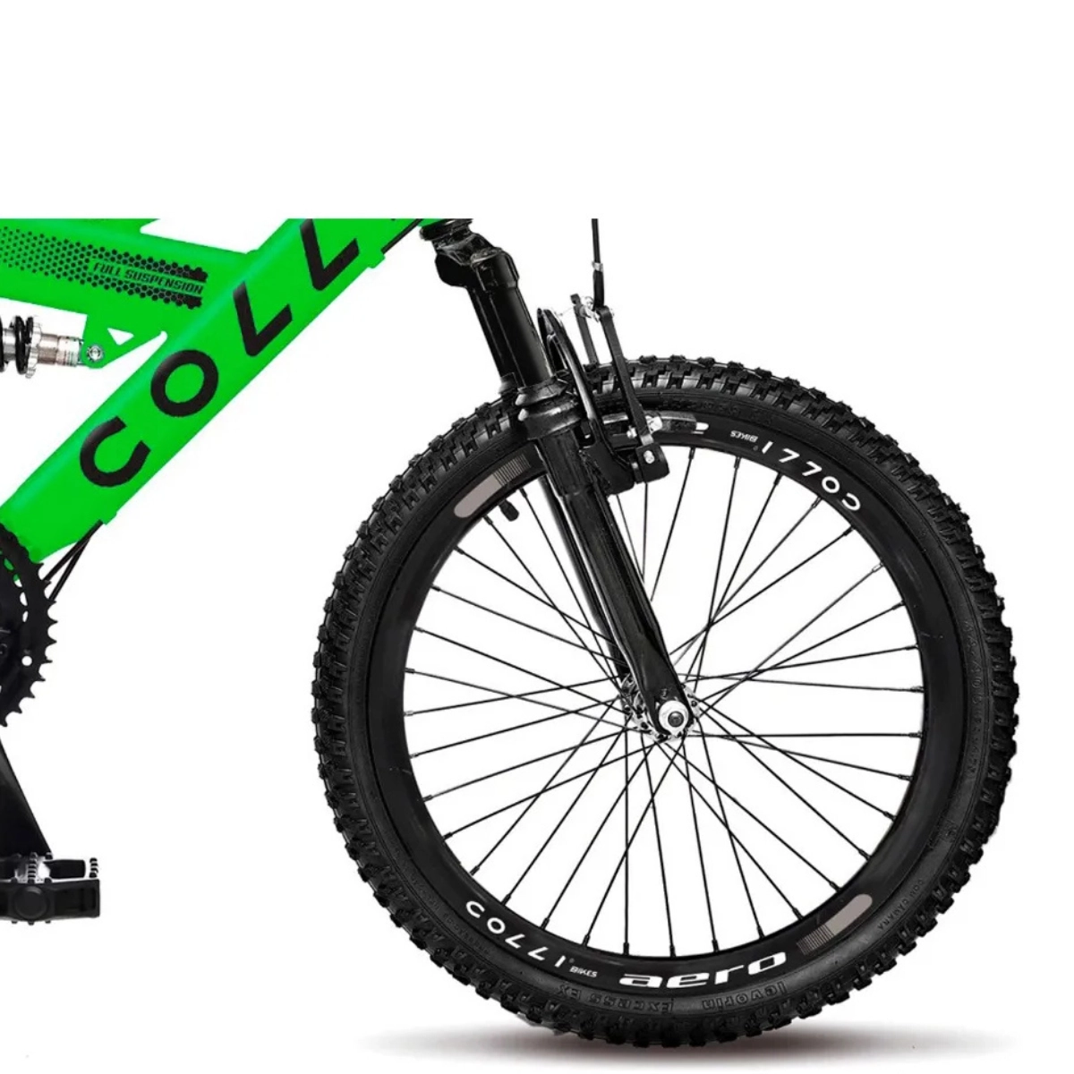 BICICLETA ARO 20 COLLI GPS V-BRAKE SUSPENSÃO FULL VERDE NEON 15