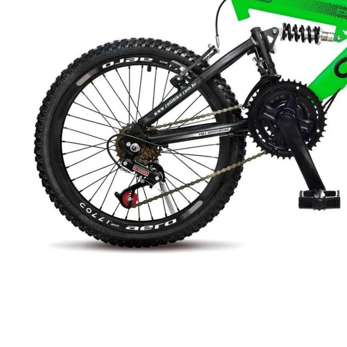 BICICLETA ARO 20 COLLI GPS V-BRAKE SUSPENSÃO FULL VERDE NEON 15