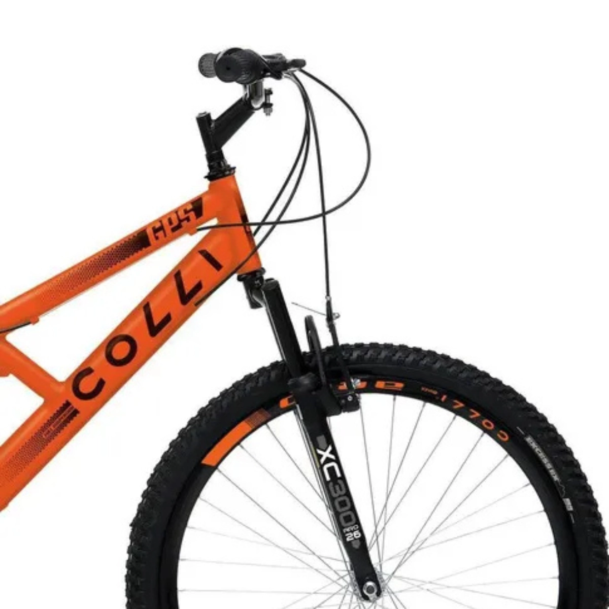BICICLETA ARO 26 COLLI GPS V-BRAKE SUSPENSÃO FULL LARANJA NEON 18