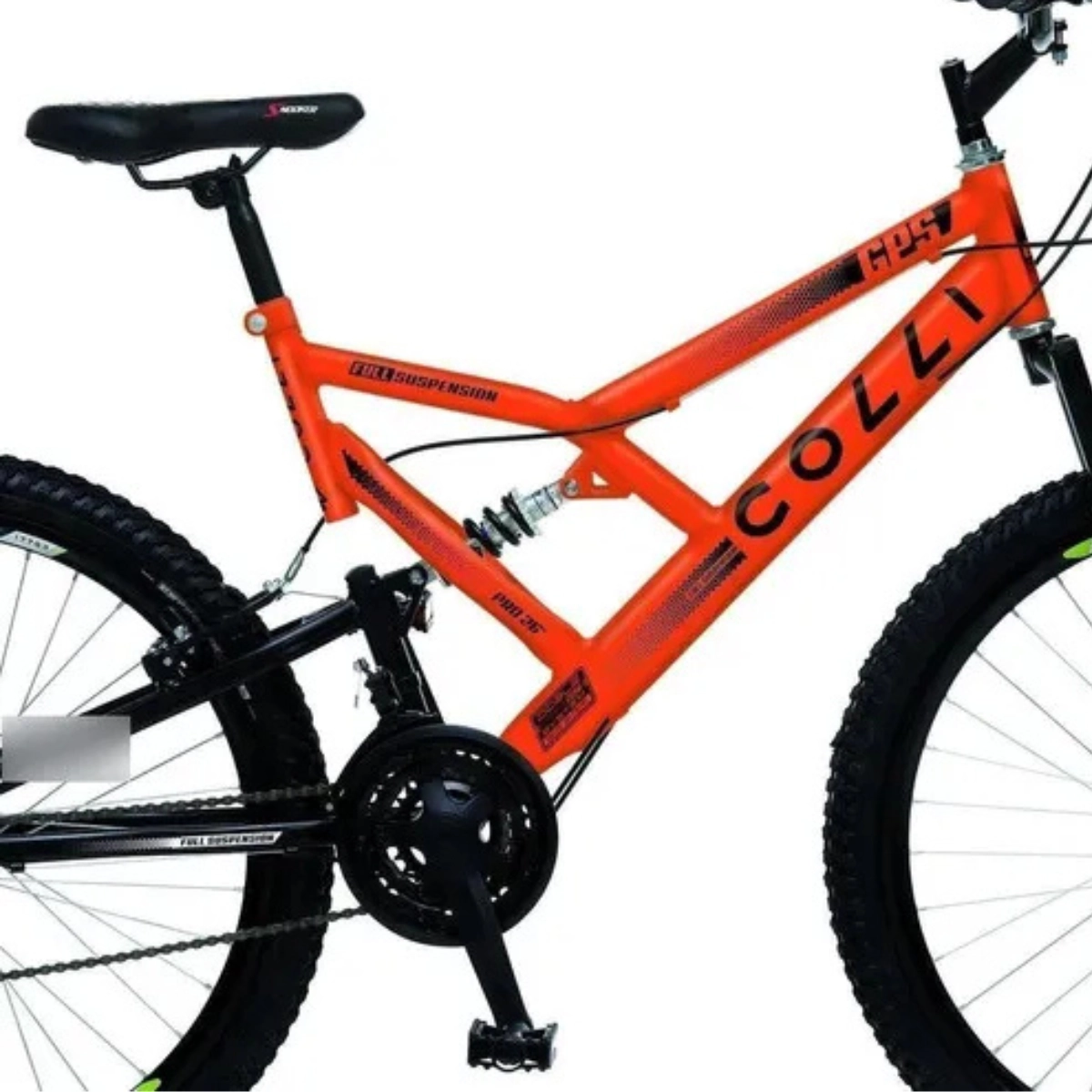 BICICLETA ARO 26 COLLI GPS V-BRAKE SUSPENSÃO FULL LARANJA NEON 18