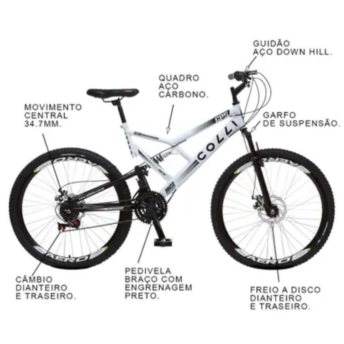 Bicicleta Colli Gps Dupla Susp. Full A.26 21V Branca