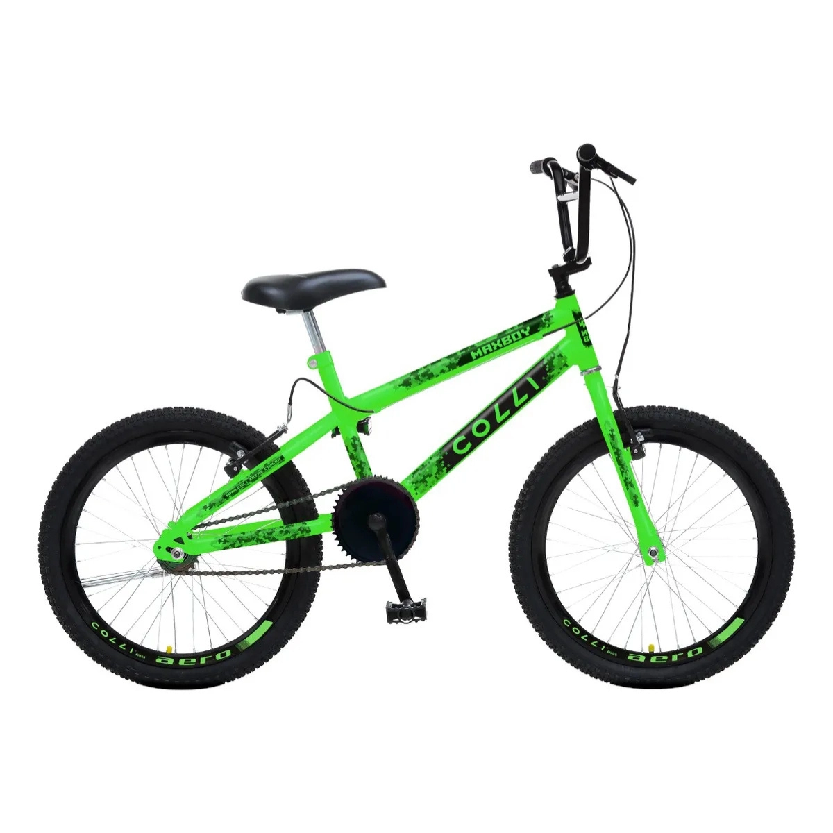 BICICLETA COLLI MAX BOY CROSS ARO 20 VERDE NEON TAMANHO DO QUADRO 12