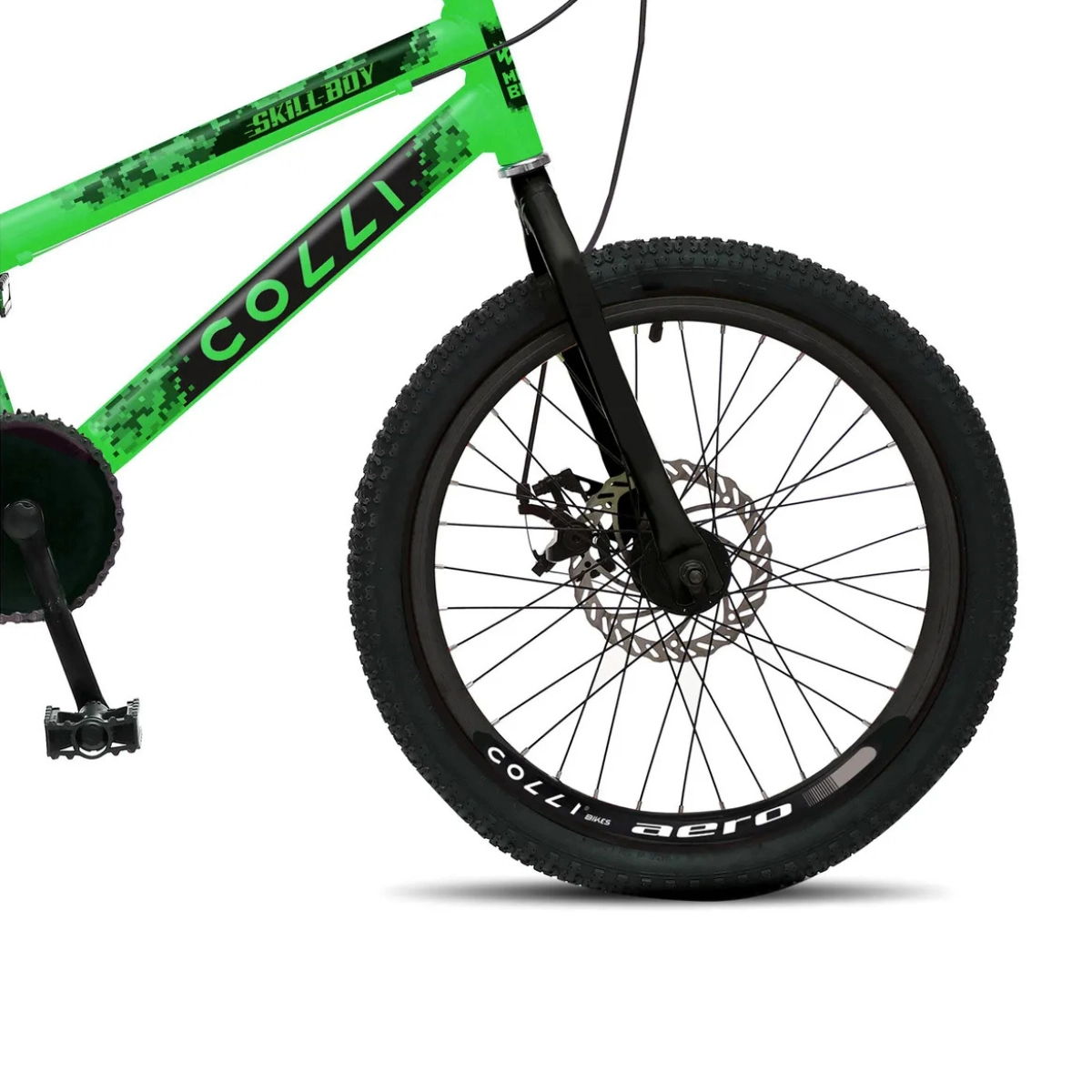 BICICLETA INFANTIL COLLI SKILL BOY ARO 20 COM FREIO A DISCO VERDE NEON BICICLETA INFANTIL COLLI SKILL BOY ARO 20 COM FREIO A DISCO VERDE NEON