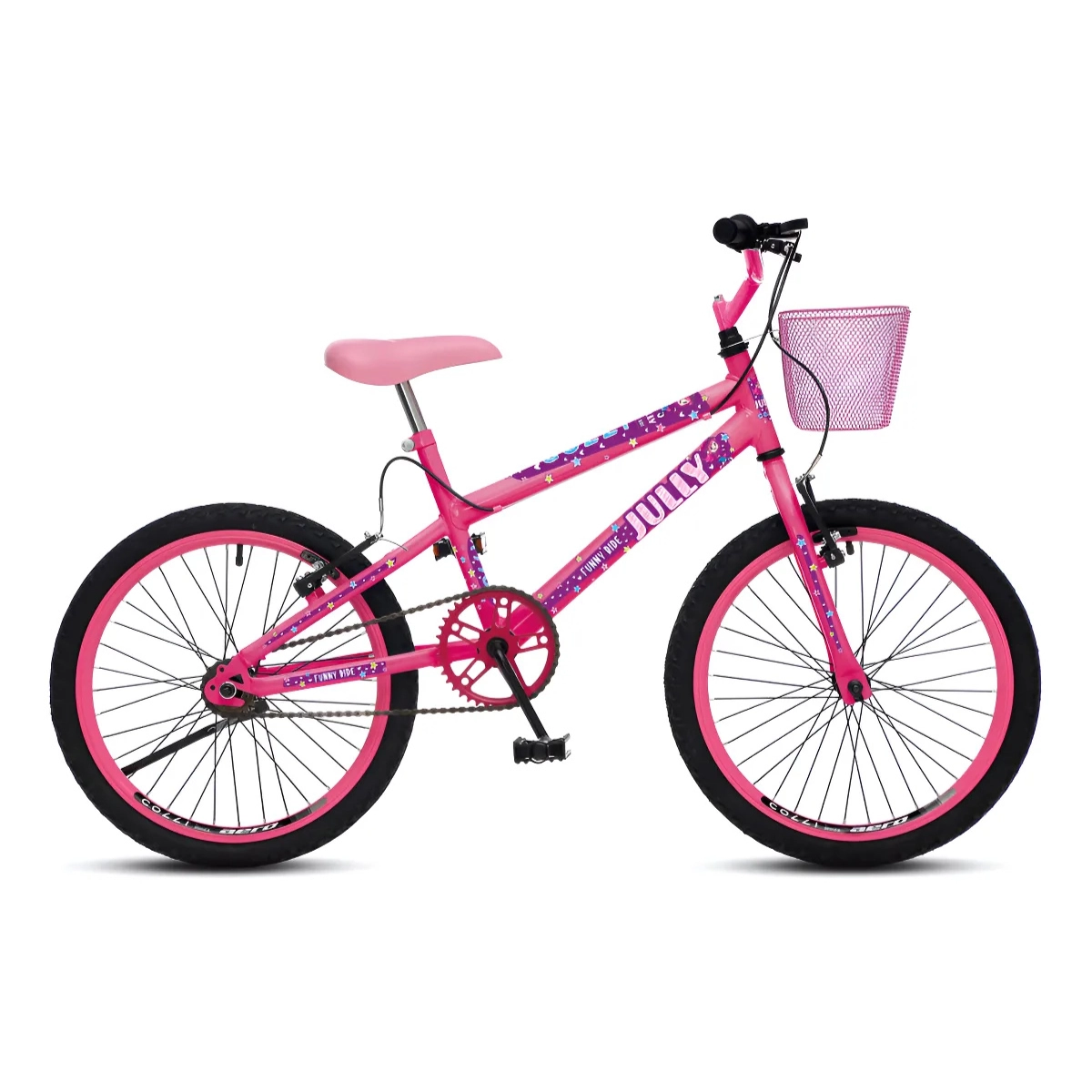 BICICLETA PASSEIO COLLI BIKE JULLY ARO 20 ROSA NEON COM CESTO BICICLETA PASSEIO COLLI BIKE JULLY ARO 20 ROSA NEON COM CESTO