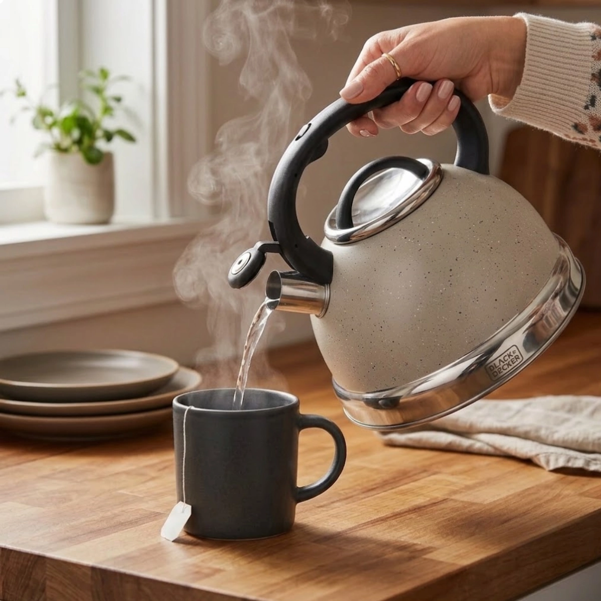 Black+decker Chaleira com Apito 3 Litros Steam&amp;stone - Corpo em Aco Inoxidavel com Cabo em Nylon e A