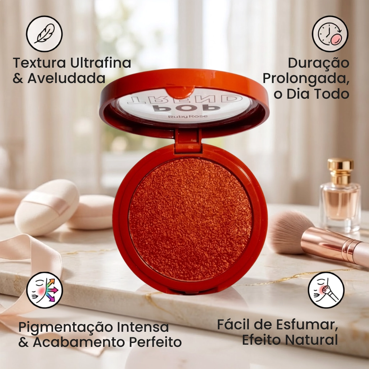 BLUSH CREMOSO POP TREND HBM17-5 RUBY ROSE ALTA PIGMENTACAO BLUSH CREMOSO POP TREND HBM17-5 RUBY ROSE ALTA PIGMENTACAO