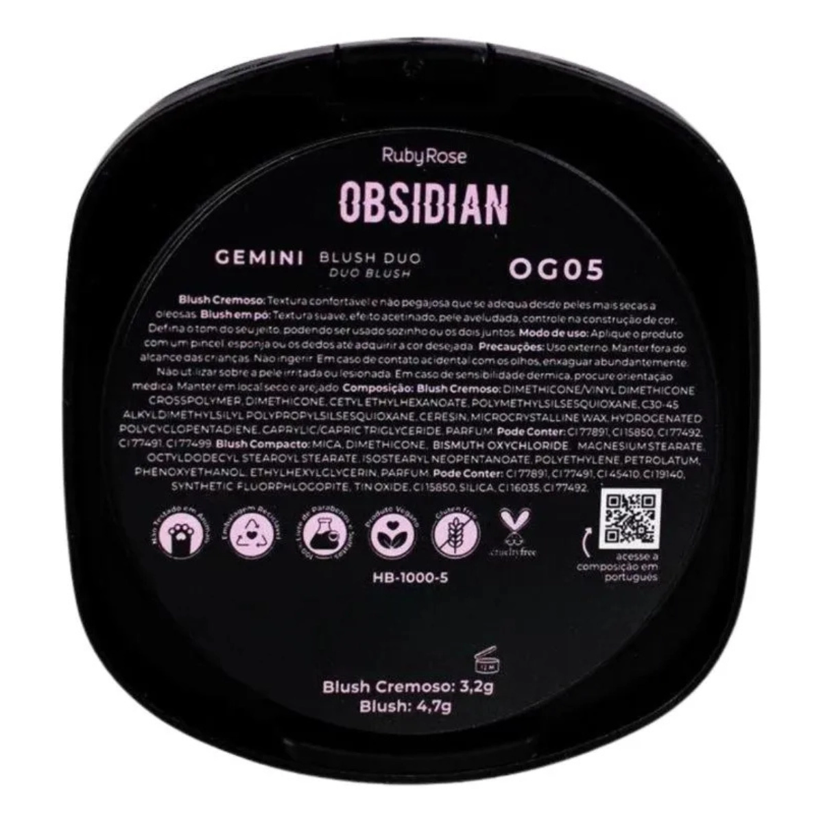 BLUSH DUO RUBY ROSE OBSIDIAN HB10005 GEMINI OG05