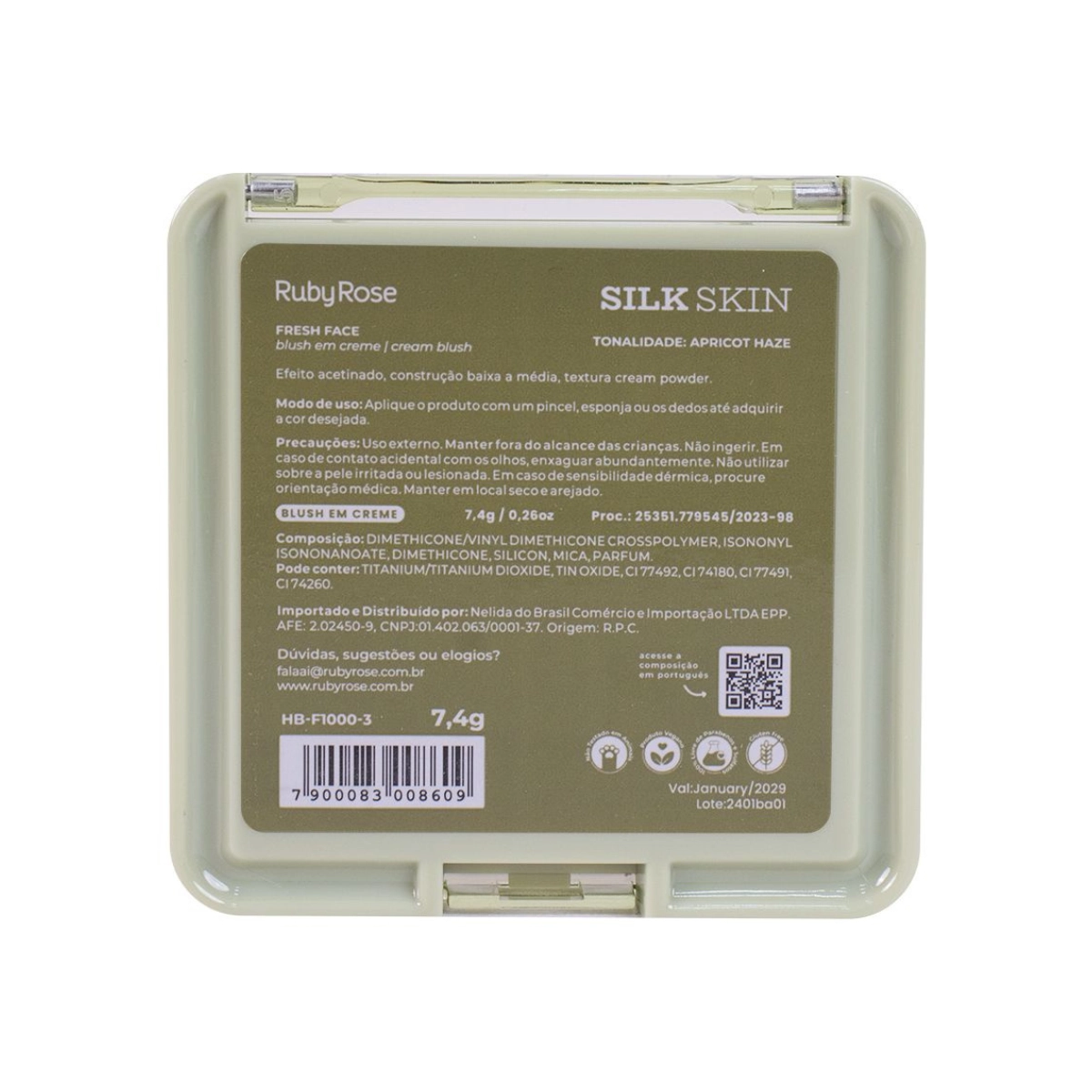 BLUSH EM CREME FRESH FACE APRICOT HAZE SILK SKIN HBF10003 - RUBY ROSE 
