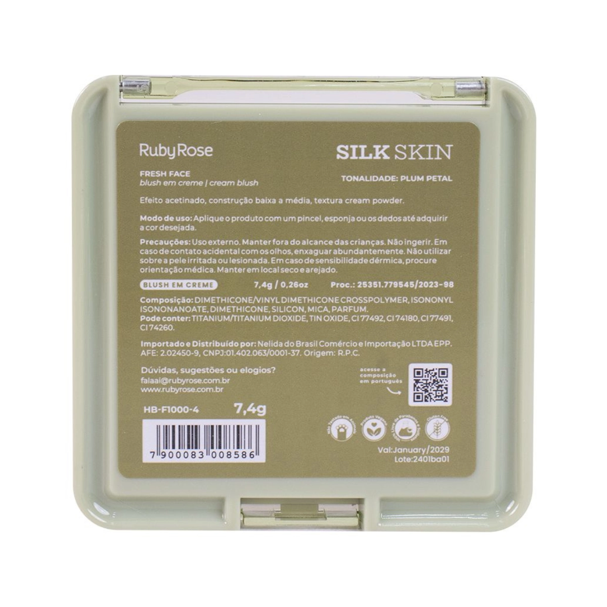 BLUSH EM CREME FRESH FACE HBF10004 PLUM PETAL SILK SKIN RUBY ROSE