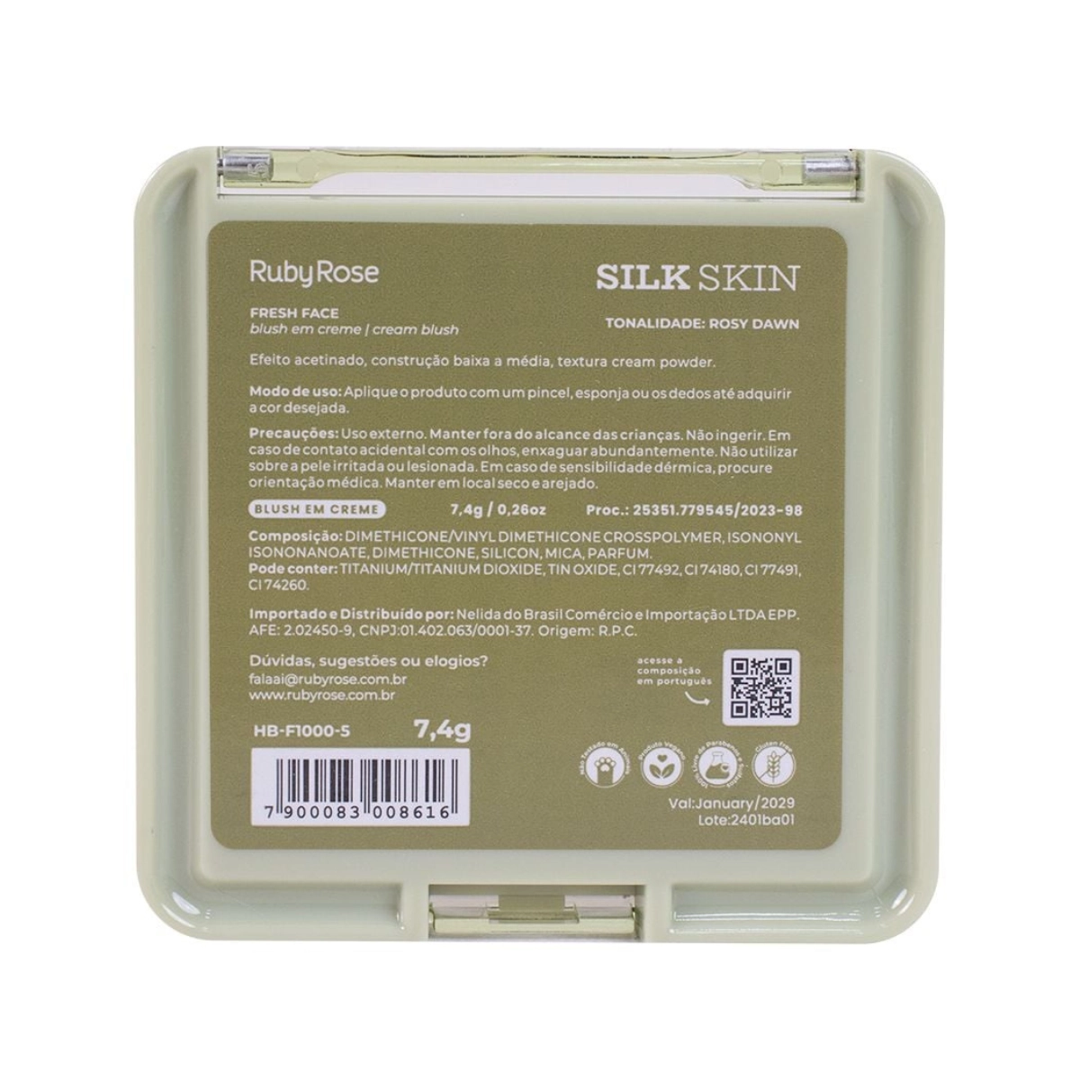 BLUSH EM CREME FRESH FACE HBF10005 ROSY DAWN SILK SKIN RUBYROSE