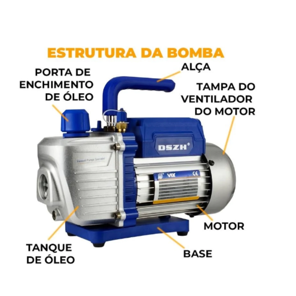 Bomba de Vácuo 3,6CFM Vix 1 Estágio WK-135 - Bivolt  Dszh