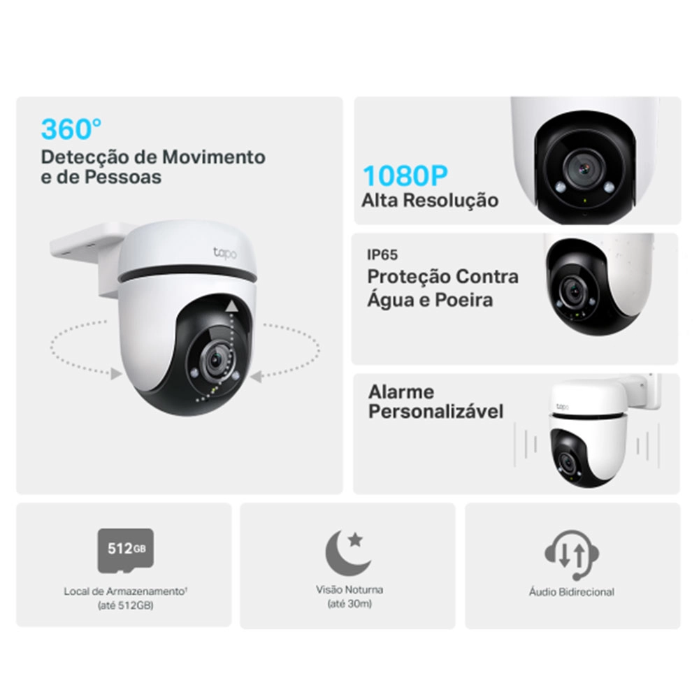 CÂMERA DE SEGURANÇA TP-LINK WI-FI EXTERNA 360º 1080P FULL HD TOPO C500 V1