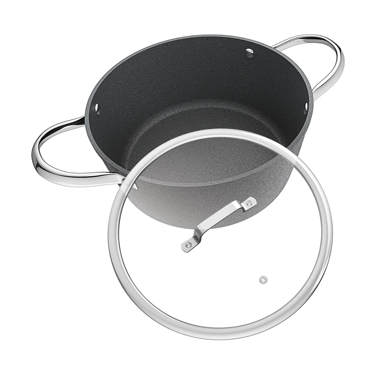 CAÇAROLA ANTIADERENTE ROBUST 24CM TAMPA DE VIDRO 4L COLOR STONE PRETA CAÇAROLA ANTIADERENTE ROBUST 24CM TAMPA DE VIDRO 4L COLOR STONE PRETA