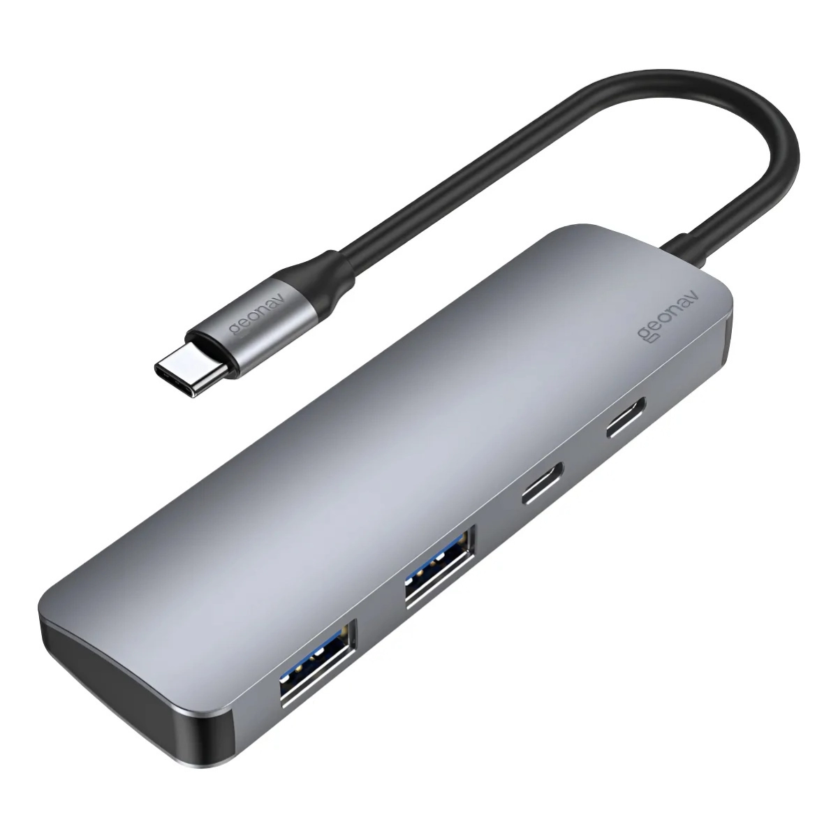 CABO ADAPTADOR HUB 4X1 USB-C 3.2 MULTIPORTAS UCA12 GEONAV CINZA