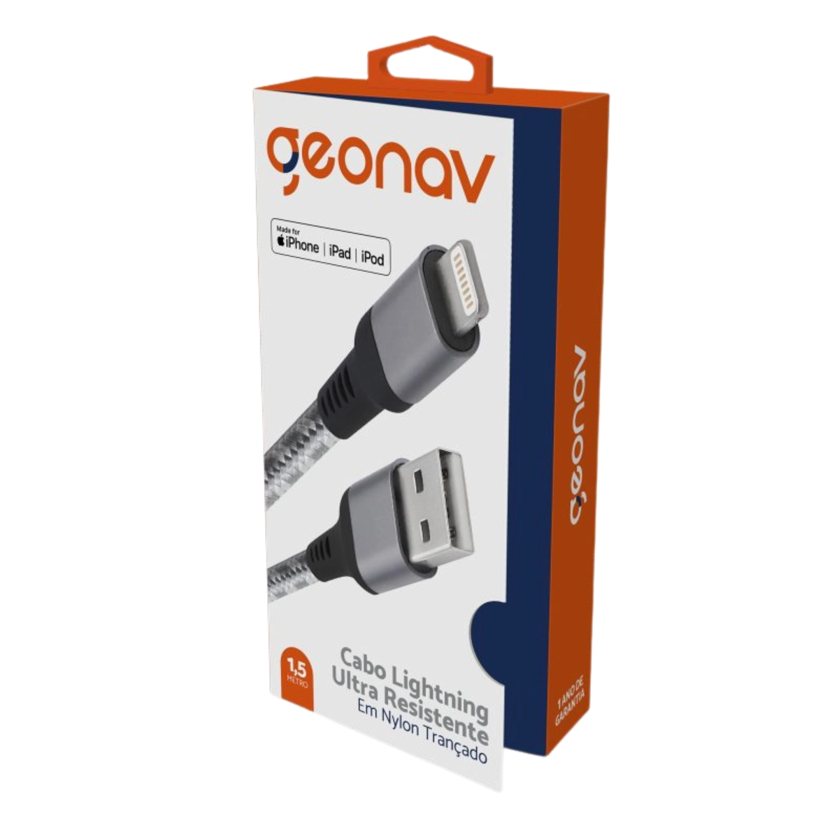 CABO DE CARREGADOR LIGHTNING MFI NYLON REFORÇADO 1,5MT TITANIUN