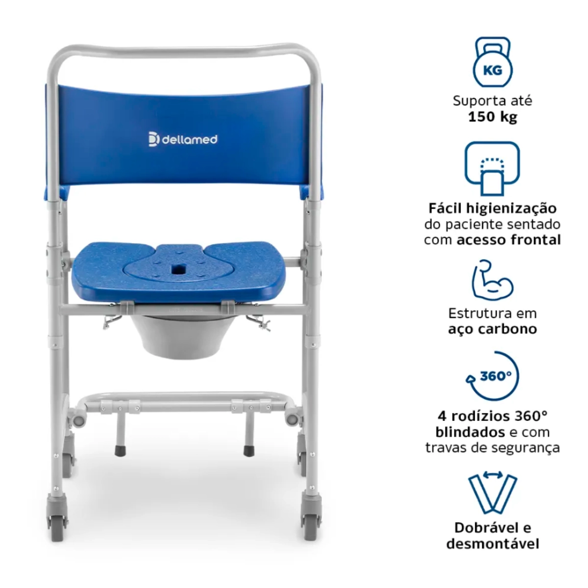 Cadeira de Banho Dobrável e Desmontável até 150 Kg D45 Dellamed