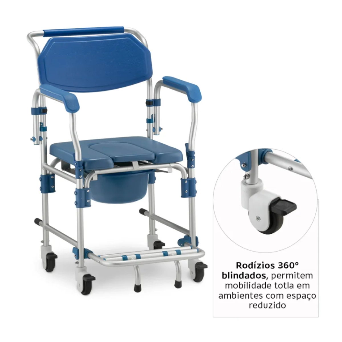 Cadeira de Banho em Alumínio até 150 Kg Assento 42 Cm D60 Dellamed