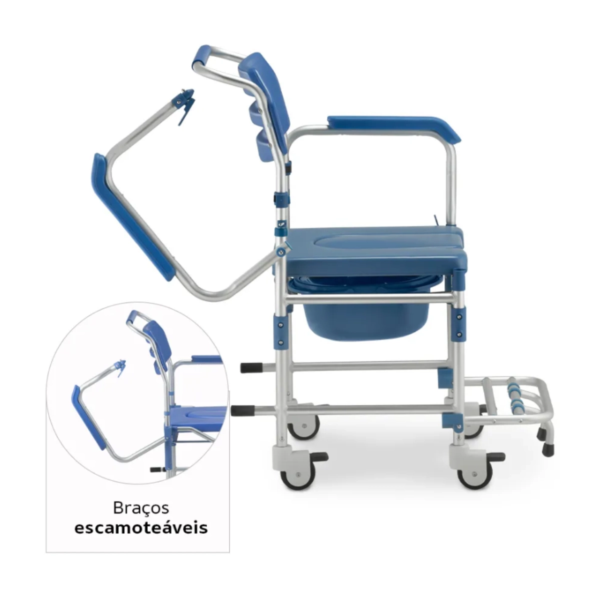 Cadeira de Banho em Alumínio até 150 Kg Assento 42 Cm D60 Dellamed